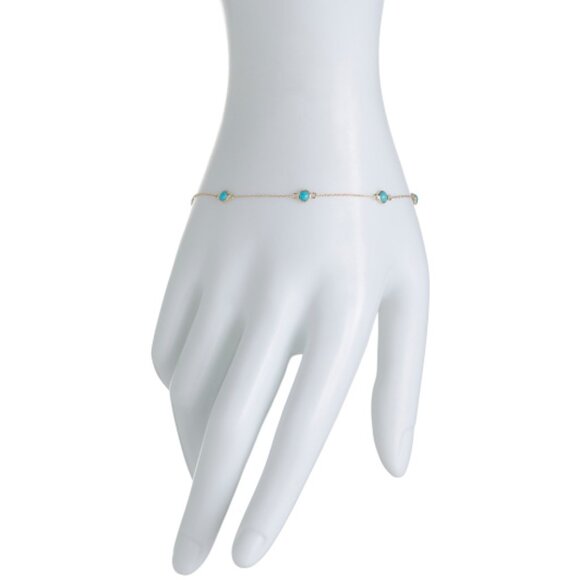 HIRAJULE Made In India 14kt Gold Arizona Turquoise Bracelet - Picture 2 of 3